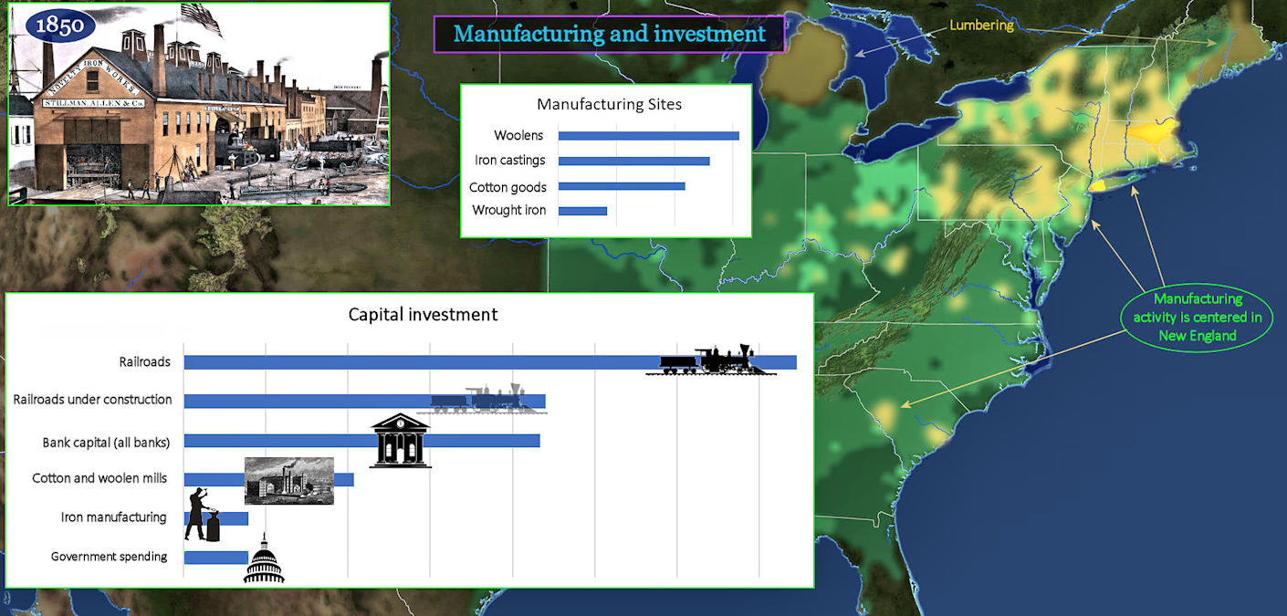 Manufacturing and Investment, 1850 map